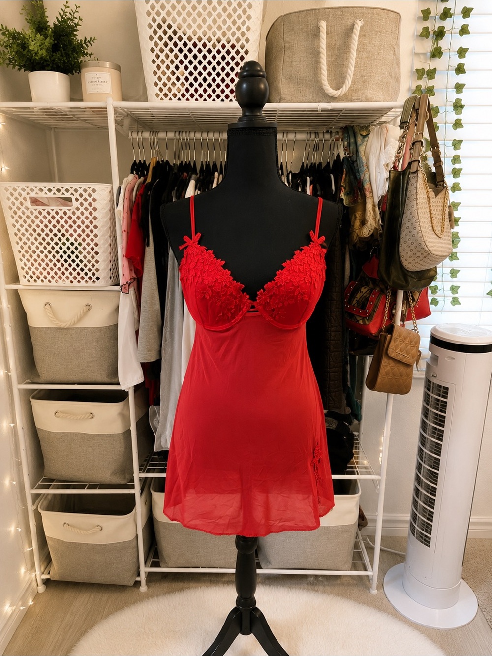 Red Delicates Lace Slip Dress Size Large